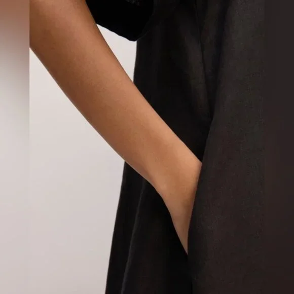 NWT EVERLANE The Daytripper Dress in Linen XS BLACK - Picture 14 of 16